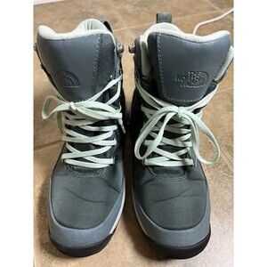 The North Face Waterproof Winter Snow Boots Womens 8 Gray Mint Lace Up CU46
